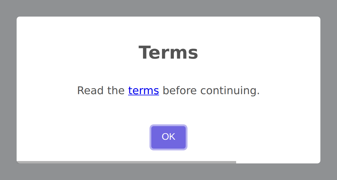 An alert with HTML content