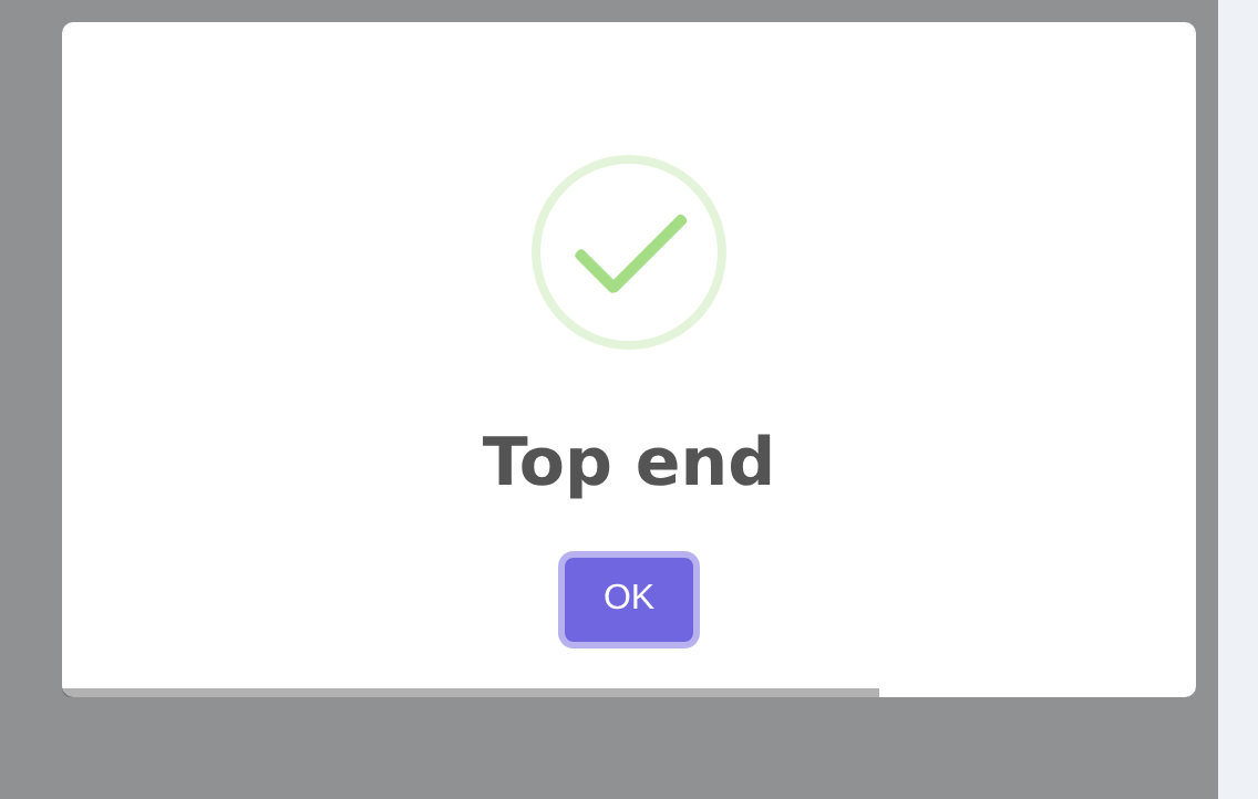 An alert positioned at the top-end