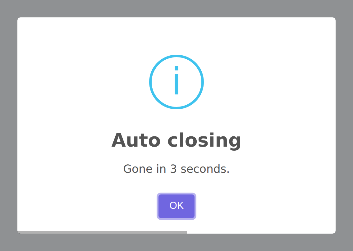 An auto-closing alert with a progress bar